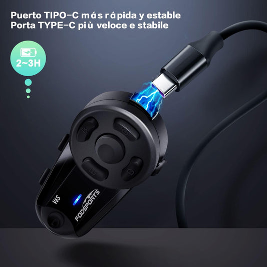 2x Intercoms Moto - Fodsports V6S (1000m) - Bluetooth 5.0
