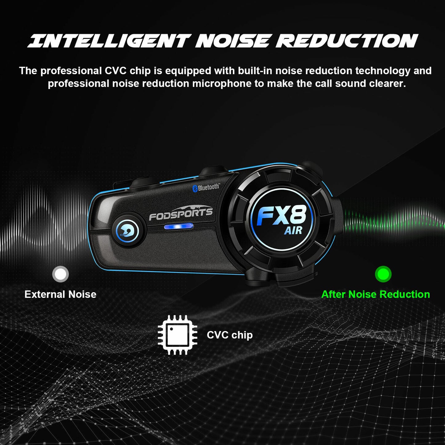 2x Intercoms Moto - Fodsports FX8 AIR - Bluetooth 5.0